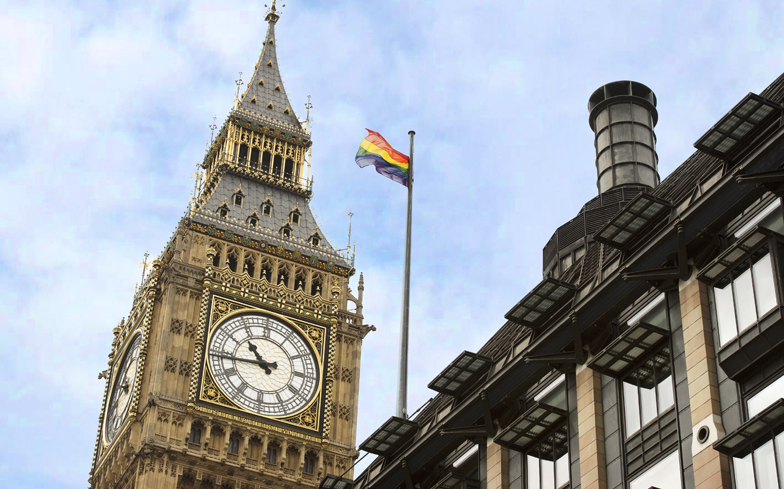 rainbow flag at Houses of Parliament