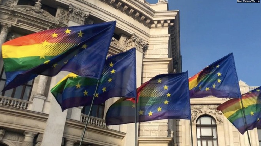 EU flag combined with rainbow flag