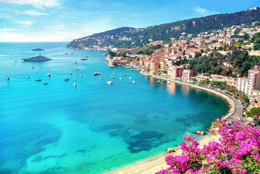 View of beach at Villefranche-sur-Mer.