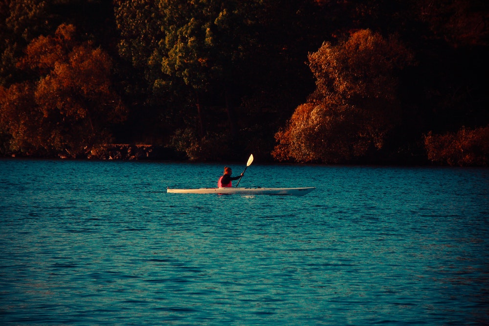 A man kayaking